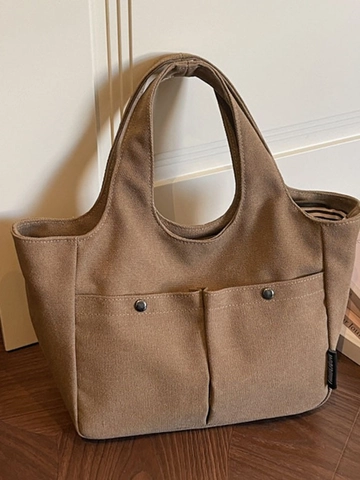 Vintage Damen Canvas Tragetasche Große Kapazität Multi Pocket Handtasche Lässige Pendler Shopping Umhängetasche Mit Magnetverschluss