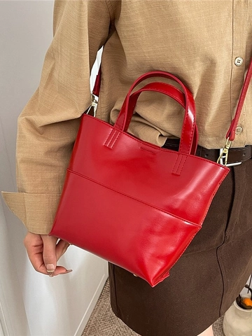 Borsa Tote da Donna in Pelle PU Moda Piccola Borsa a Mano Con Tracolla Regolabile Rimovibile Minimalista Borsa a Tracolla