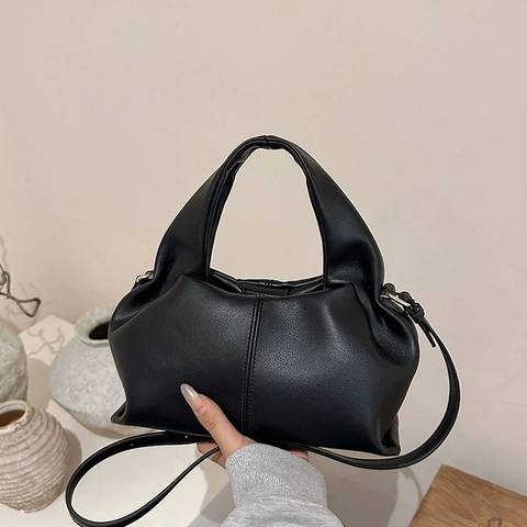Bolso de Mano Plisado Nube de Cuero PU Bolso Bandolera Dumpling para Mujer Estilo Francés Elegante Bolso de Hombro Casual