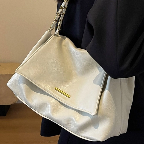 Vrouwen Suède Grote Capaciteit Tote Bag Stedelijk Minimalistisch Vintage Ketting Schoudertas Voor Werk Dagelijks Leven Woon-werkverkeer