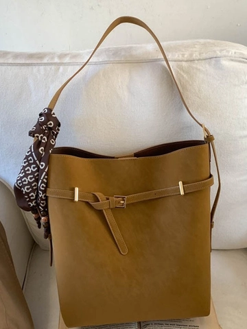 Damen Retro PU Leder Beuteltasche Und Beutel Set Große Kapazität Pendler Schultertasche Umhängetasche Mit Dekorativem Seidenschal