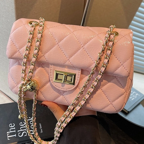 Elegant Diamond Quilted Shoulder Bag Chain Strap Crossbody Bag PU Leather Luxury Small Square Armpit Handbag For Women