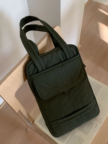 Korean Minimalist Quilted Shoulder Bag For Women Lightweight Large Capacity Nylon Tote Bag Laptop Sleeve Daily Handbag