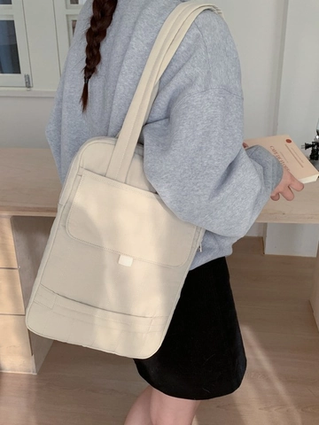 Korean Minimalist Quilted Shoulder Bag For Women Lightweight Large Capacity Nylon Tote Bag Laptop Sleeve Daily Handbag