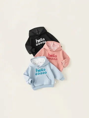 Felpa con Cappuccio in Misto Cotone da Ragazza Top a Pullover a Maniche Lunghe con Stampa di Lettere per Bambini Casual con Tasca a Canguro