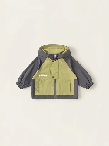 Giacca a Vento con Cappuccio per Ragazzi in Nylon a Blocchi di Colore Leggera per Esterno Casual Cappotto Moda Primavera