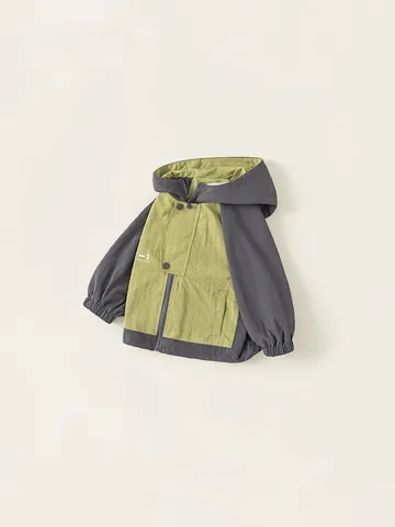 Giacca a Vento con Cappuccio per Ragazzi in Nylon a Blocchi di Colore Leggera per Esterno Casual Cappotto Moda Primavera