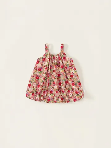 Mädchen Sommer Baumwolle Floral Trägerkleid Pastoraler Stil Ärmellos A-Linie Sonnenkleid Für Kinder Strandurlaub Party Outfit