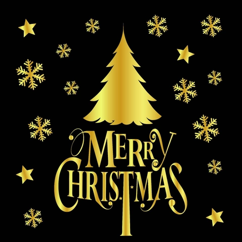 Golden Christmas Window Stickers Static Cling PVC Reindeer Snowflake Star Window Decals For Mall Home Holiday Glass Decoration