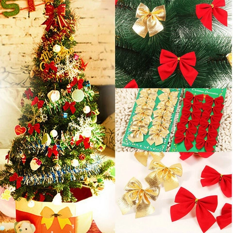 Dekorative Weihnachtsbaumschleifen Polyester Band Ornamente Für Feiertagsparty Zuhause Festliche Deko Rot Gold Silber