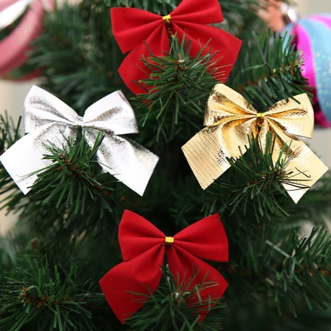 Dekorative Weihnachtsbaumschleifen Polyester Band Ornamente Für Feiertagsparty Zuhause Festliche Deko Rot Gold Silber