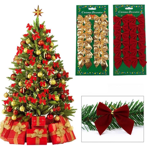 Weihnachtsschleifen Dekoration Für Baumschmuck Polyester Beflockung Metallic Schleifen Für DIY Geschenkverpackung Party Dekor