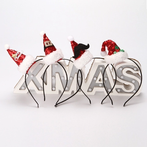 Diadema Con Mini Gorro De Papá Noel De Lentejuelas Pinza Para El Cabello Decoración De Fiesta De Navidad Para Mujeres Niños Regalo
