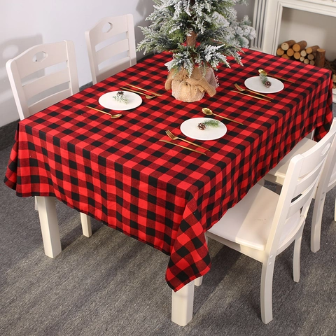 Weihnachten Buffalo Karo Tischdecke Rechteckig Rot Schwarz Schwarz Weiß Kariert Tischdecke Feiertag Home Dining Party Deko
