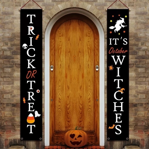 Set di Decorazioni per Halloween Striscioni per Porte in Tessuto Oxford Bandiere da Giardino Runner da Tavolo Poster per Feste