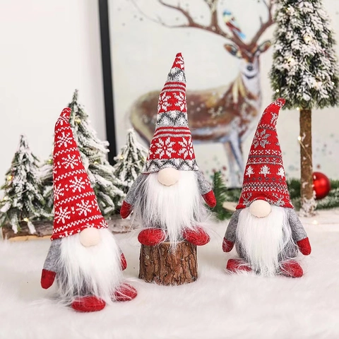 Gnomo de Navidad Nórdico Tomte Muñeco de Peluche Elfo Sueco Hecho a Mano Adorno de Escritorio para Decoraciones de Hogar