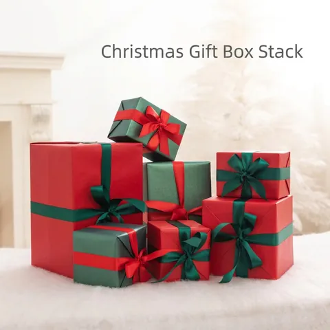 Boîtes Cadeaux de Noël Décoratives Avec Nœuds en Ruban Satin Emballage Papier Élégant pour Décoration de Fête Noël