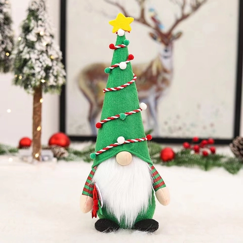 Bambola di Peluche Gnomo di Natale Fatta a Mano Nordic Forest Man Corna di Renna Elfo Ornamento per Tavolo Finestra Natale Decorazione