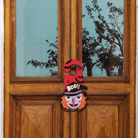 Cartello Appendiporta in Carta 3D di Halloween Strega Zucca Pipistrello Frankenstein Ciondolo Cartoon per Decorazione Casa