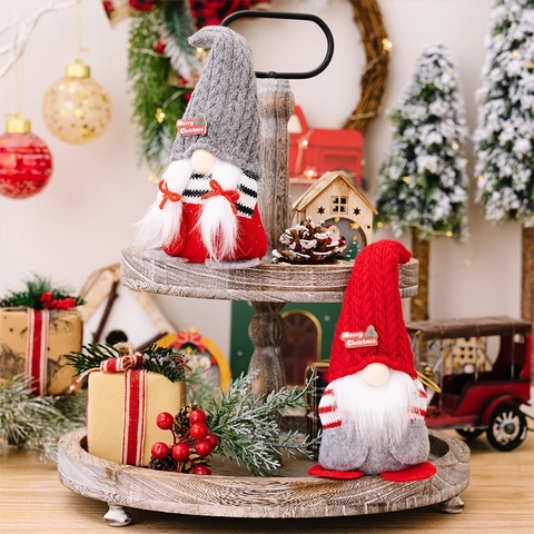 Gnomi Natalizi Decorazioni in Peluche Fatti a Mano Cappello a Maglia Bambole Senza Volto Rudolf per Decorazioni Desktop Casa Festa