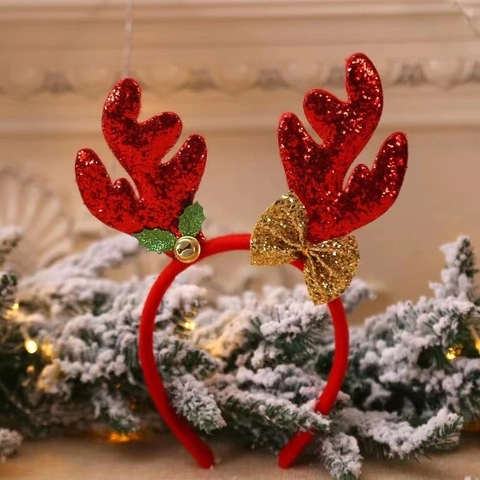 Weihnachten Rentier Geweih Haarreif Mit Glitzer Pailletten Und Glocken Festliche Feiertag Party Haarschmuck Für Kinder Erwachsene