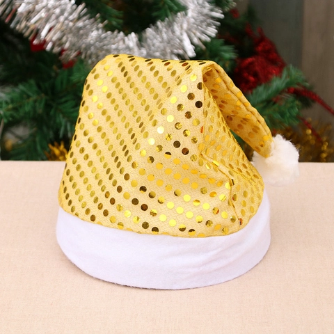 Festive Sequin Christmas Hat Shimmering Santa Claus Costume Hat With Plush Trim For Adult Holiday Party Decoration Accessory