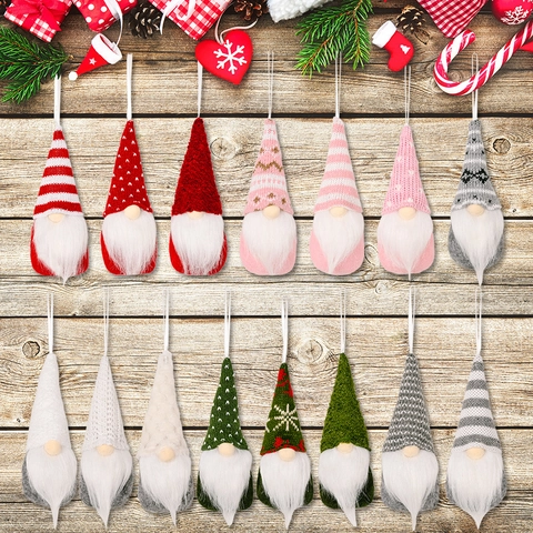 Ornamenti Gnomi di Natale Bambola Senza Volto a Maglia Decorazione Appesa Nordic Tomte Foresta Vecchio Man Figurine Per Albero di Natale Casa Festa Decor