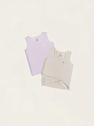 Minimalist Kids Sleeveless Tank Top Lyocell Cotton Blend Simple Solid Color Round Neck Summer Vest For Boys Girls Children