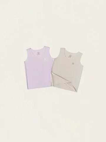 Minimalist Kids Sleeveless Tank Top Lyocell Cotton Blend Simple Solid Color Round Neck Summer Vest For Boys Girls Children