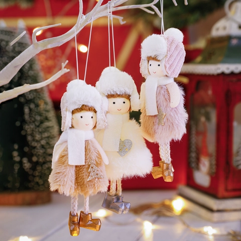 Kerstengel Meisje Pluche Pop Hangend Ornament Zachte Stof Sjaal Engel Hanger Voor Kerstboom Feest Huis Decoratie