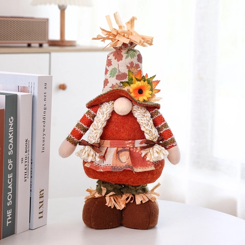 Gnomo Festa Del Raccolto Bambola Con Girasole Foglia Di Acero Arredo Autunno Gnomo Telescopico Per Ornamento Da Tavolo