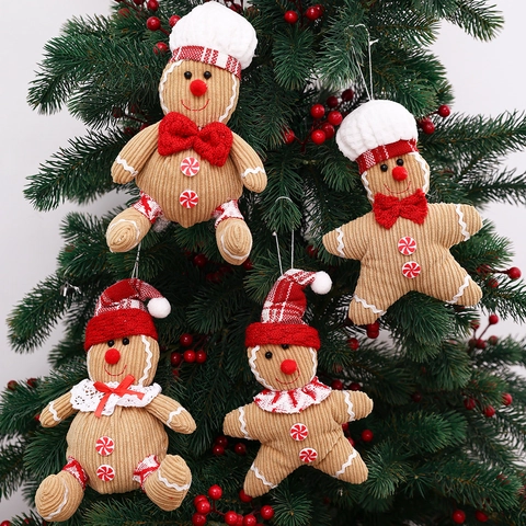 Lebkuchenmann Weihnachtsbaum Hängende Verzierung Plüsch Stoff Sternform Männliche Weibliche Puppe Für Festliche Party Dekoration
