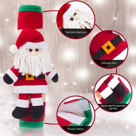 Housses de Poignée de Réfrigérateur de Noël Figurine de Père Noël Manchon Protecteur de Poignée d'Appareil de Cuisine Festif