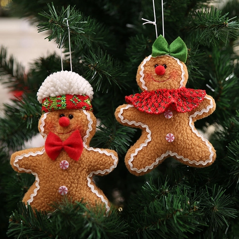 Ornamenti di Peluche dell'Omino di Pan di Zenzero per l'Albero di Natale Decorazione per Vetrine Stagionali Bambole Appese per le Feste