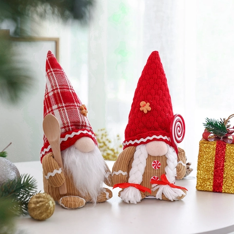 Χριστουγεννιάτικο Gingerbread Man Gnome Πλούσιες Διακοσμήσεις Κούκλας Rudolf Στολίδια Με Κουτάλι Και Γλειφιτζούρι Για Διακόσμηση Σπιτιού