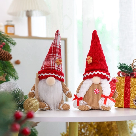 Χριστουγεννιάτικο Gingerbread Man Gnome Πλούσιες Διακοσμήσεις Κούκλας Rudolf Στολίδια Με Κουτάλι Και Γλειφιτζούρι Για Διακόσμηση Σπιτιού