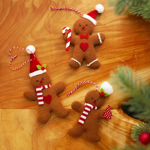 Set Ornamenti Natalizi Omino Di Pan Di Zenzero Decorazioni Appese In Pile Peluche Per Albero Di Natale Casa Festa