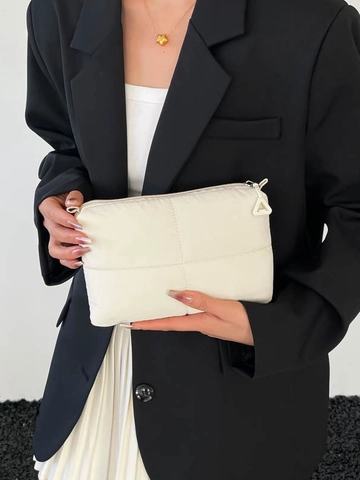 Women's Minimalist Quilted Puffy Clutch Bag Solid Color Oxford Fabric Zipper Closure Makeup Storage Handbag Lightweight Casual Daily Travel Pouch For Ladies