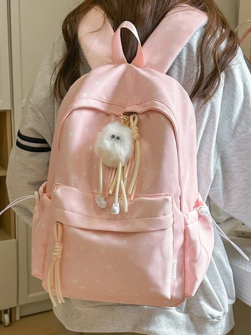 Sac à Dos en Nylon Imprimé Étoiles Douces pour Femmes Filles Imperméable Grande Capacité Sac d'École Étudiant Décontracté Voyage Sac à Dos Léger