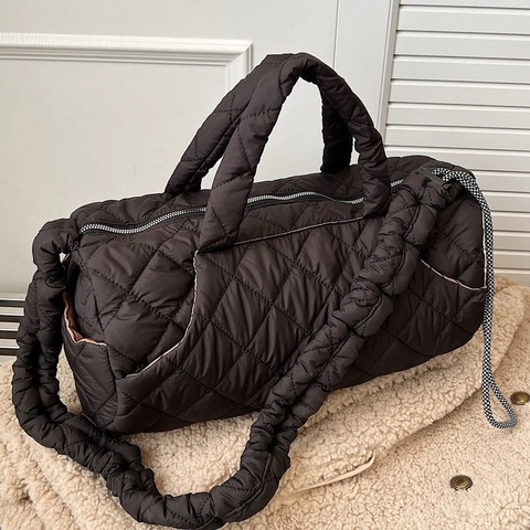 Borsa a Tracolla Trapuntata da Donna Grande Capacità Tessuto Oxford Cinturino Arricciato Invernale Imbottita Borsa Casual da Viaggio