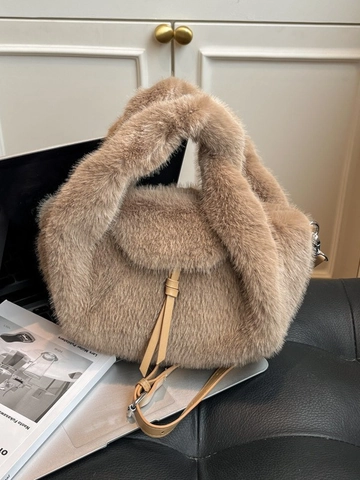 Borsa a Mano in Peluche da Donna Borsa a Tracolla in Pelliccia Sintetica Borsa a Secchiello Invernale Minimalista