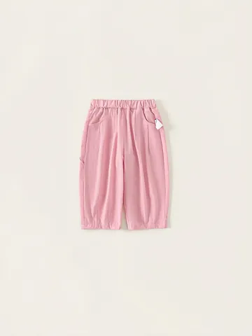 Pantaloni Lunghi Casual Rosa da Bambina in Nylon Elastan Morbidi Traspiranti Vita Elastica con Polsini Ricamo a Cuore Abbigliamento Bambini