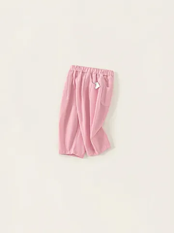Pantaloni Lunghi Casual Rosa da Bambina in Nylon Elastan Morbidi Traspiranti Vita Elastica con Polsini Ricamo a Cuore Abbigliamento Bambini