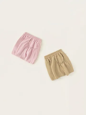 Pantalones Cortos Casuales de Viscosa de Verano para Niños Cintura Elástica Bolsillos Cargo Pantalones Minimalistas de Color Sólido para Niños Niñas