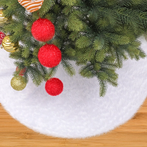 Gonna per Albero di Natale in Finta Pelliccia Bianca Soffice Peluche Tessuto Non Tessuto Copertura Rotonda per Albero Decorazione