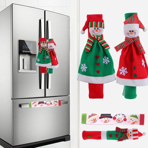 Cubiertas de Mango Refrigerador Muñeco de Nieve Navidad Decoración Protectora Aparato Cocina Decoración Hogar