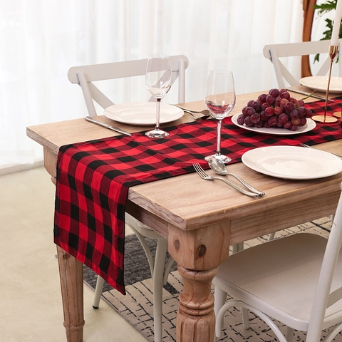 Weihnachten Rot Schwarz Buffalo Karo Tischläufer Klassischer Europäischer Stil Stoff Tischdecke Für Haus Essen Party Dekor