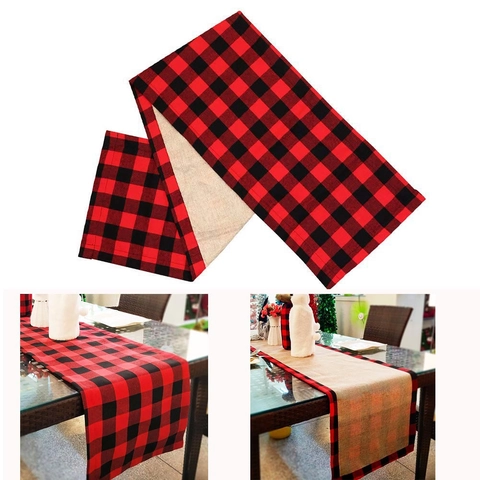 Chemin de Table Noël Carreaux Buffalo Double Face Ferme Rustique Nappe à Carreaux pour Maison Cuisine Dîner Fête Décoration