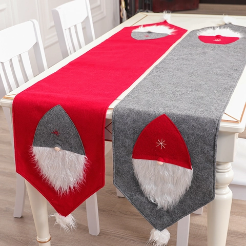 Chemin de Table Gnome de Noël en Tissu Design Poupée sans Visage Homme de la Forêt pour Table à Manger Fête Décoration Maison