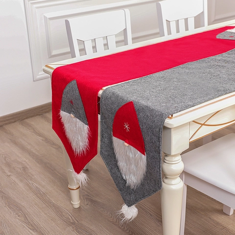 Chemin de Table Gnome de Noël en Tissu Design Poupée sans Visage Homme de la Forêt pour Table à Manger Fête Décoration Maison